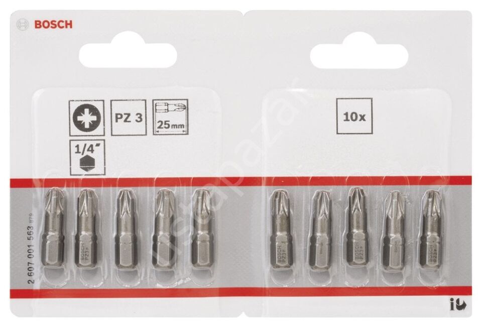 Bosch - Extra Hard Serisi Vidalama Ucu PZ 3*25 mm 10'lu 2607001563