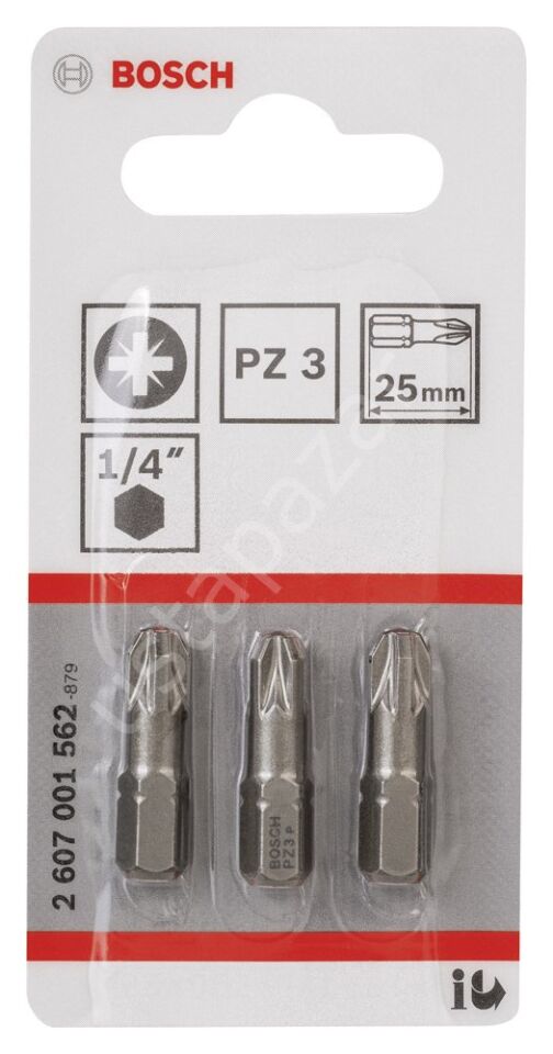 Bosch - Extra Hard Serisi Vidalama Ucu PZ 3*25 mm 3'lü 2607001562