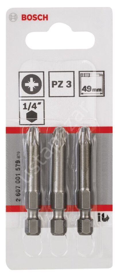 Bosch - Extra Hard Serisi Vidalama Ucu PZ 3*49 mm 3'lü 2607001579