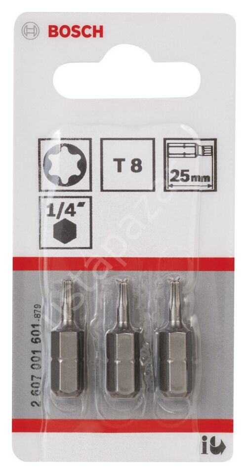 Bosch - Extra Hard Serisi Vidalama Ucu T8*25 mm 3'lü 2607001601