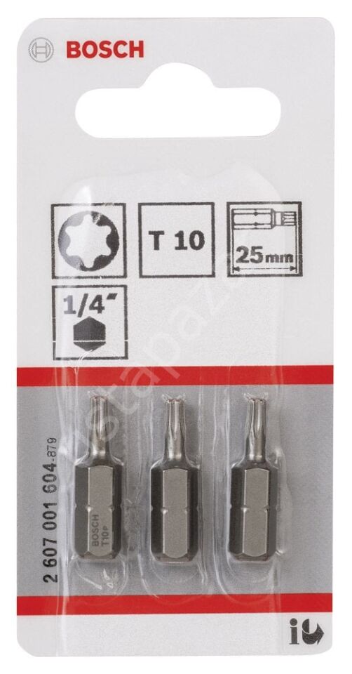Bosch - Extra Hard Serisi Vidalama Ucu T10*25 mm 3'lü 2607001604