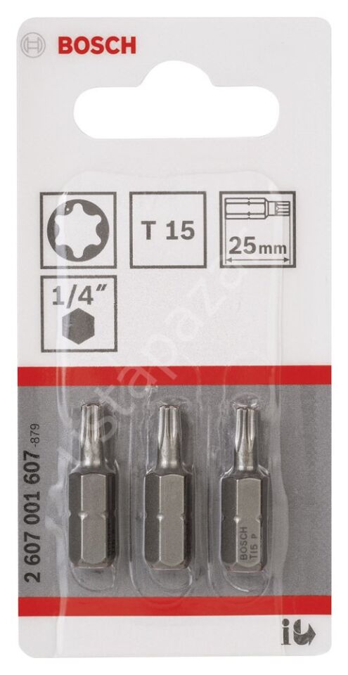 Bosch - Extra Hard Serisi Vidalama Ucu T15*25 mm 3'lü 2607001607