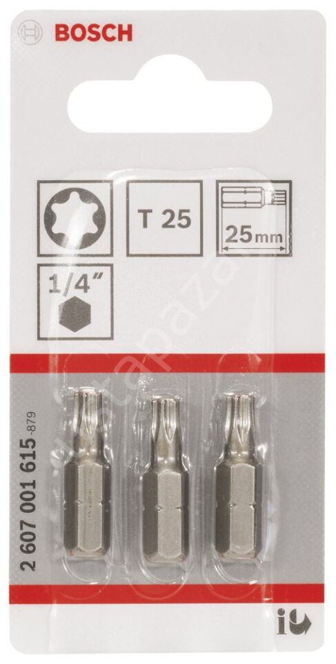 Bosch - Extra Hard Serisi Vidalama Ucu T25*25 mm 3'lü 2607001615