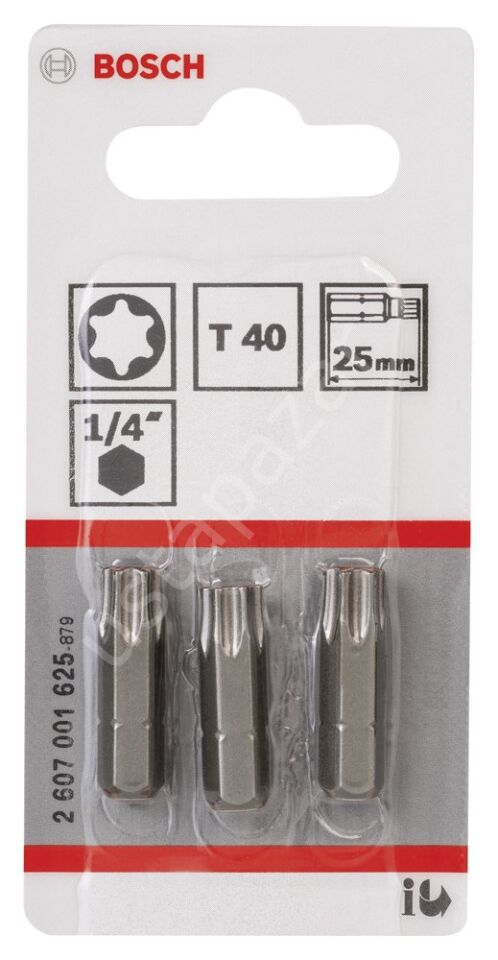 Bosch - Extra Hard Serisi Vidalama Ucu T40*25 mm 3'lü 2607001625