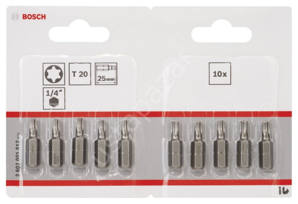 Bosch - Extra Hard Serisi Vidalama Ucu T20*25 mm 10'lu 2607001612