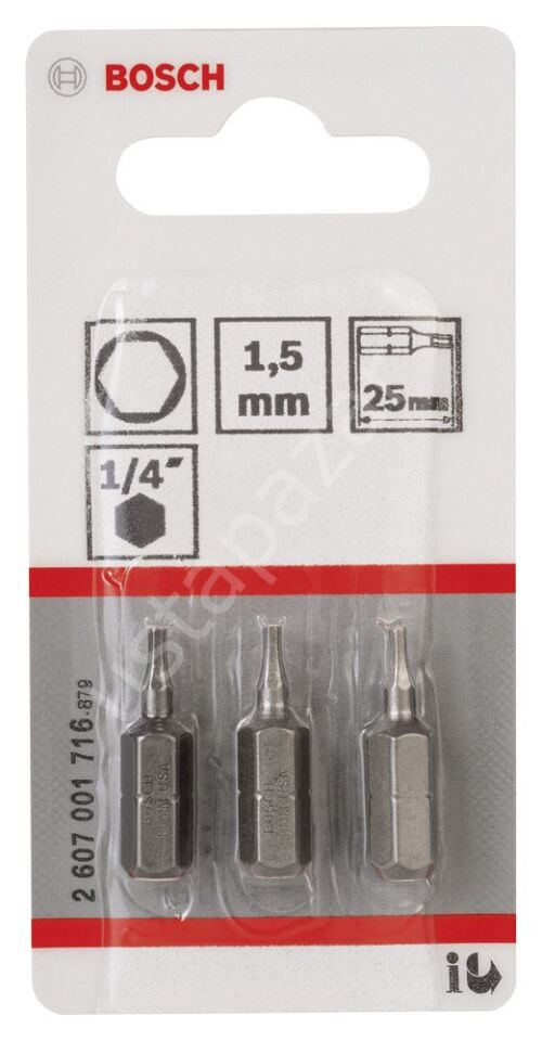 Bosch - Extra Hard Serisi HEX1.5*25 mm 3'lü 2607001716