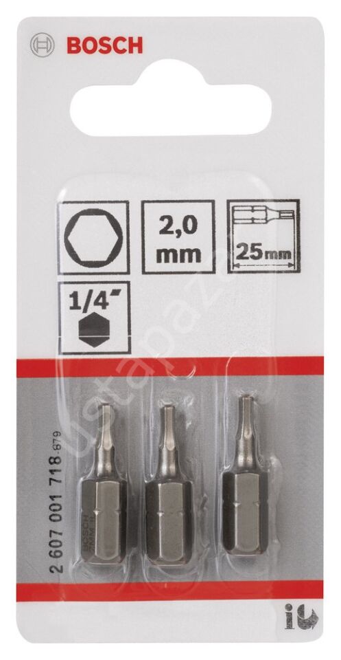 Bosch - Extra Hard Serisi HEX2*25 mm 3'lü 2607001718