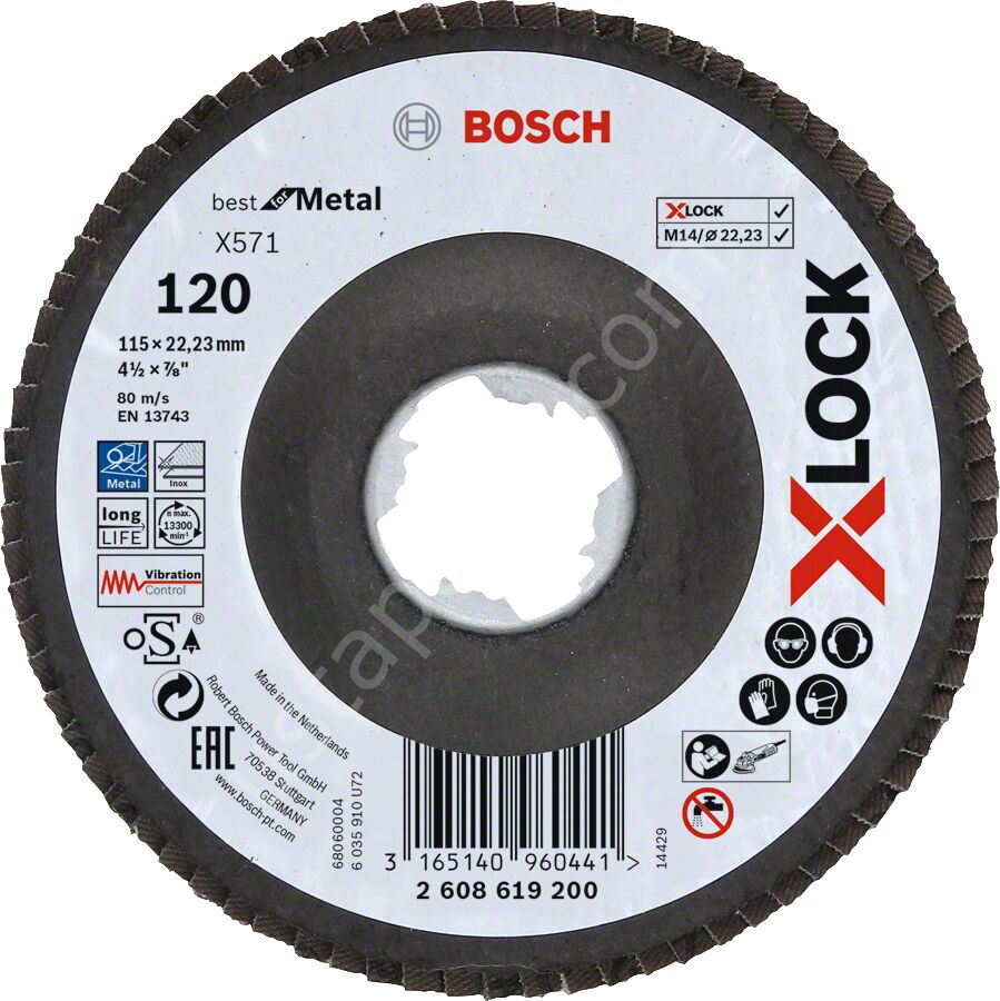 Bosch - X-LOCK - 115 mm 120 Kum Best Serisi Metal Flap Disk 2608619200