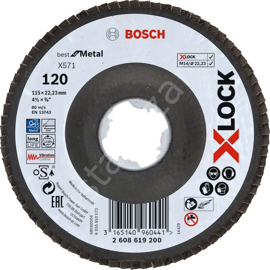 Bosch - X-LOCK - 115 mm 120 Kum Best Serisi Metal Flap Disk 2608619200