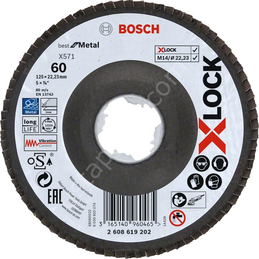 Bosch - X-LOCK - 125 mm 60 Kum Best Serisi Metal Flap Disk 2608619202