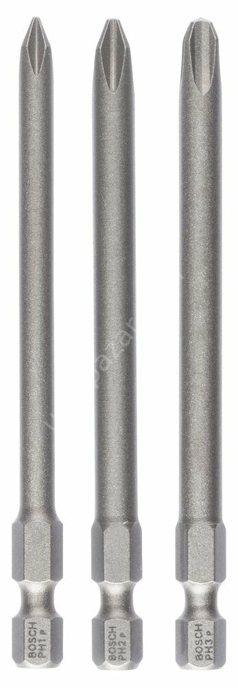 Bosch - 3 Parçalı Extra Hard Serisi Vidalama Ucu Seti PH1/2/3*89 mm 2607001757