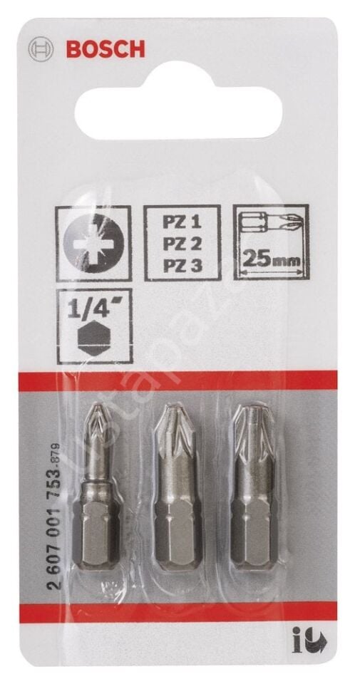 Bosch - 3 Parçalı Extra Hard Serisi Vidalama Ucu Seti PZ1/2/3*25 mm 2607001753