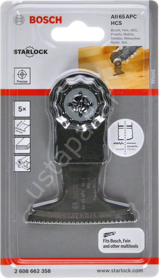 Bosch - Starlock - AII 65 APC - HCS Ahşap İçin Daldırmalı Testere Bıçağı 5'li 2608662358