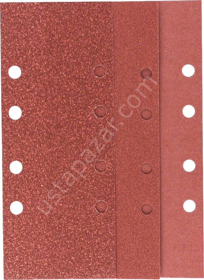 Bosch - Titreşimli Zımpara Kağıdı 10'lu Set, 93 x 230 mm 60/120/180 Kum 8 Delik