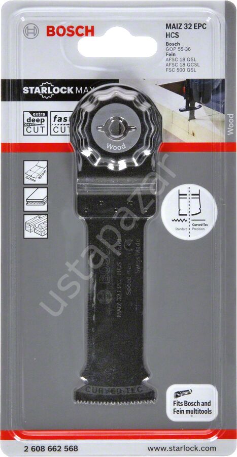 Bosch - Starlock Max - MAIZ 32 EPC - HCS Ahşap İçin Daldırmalı Testere Bıçağı 1'li 2608662568