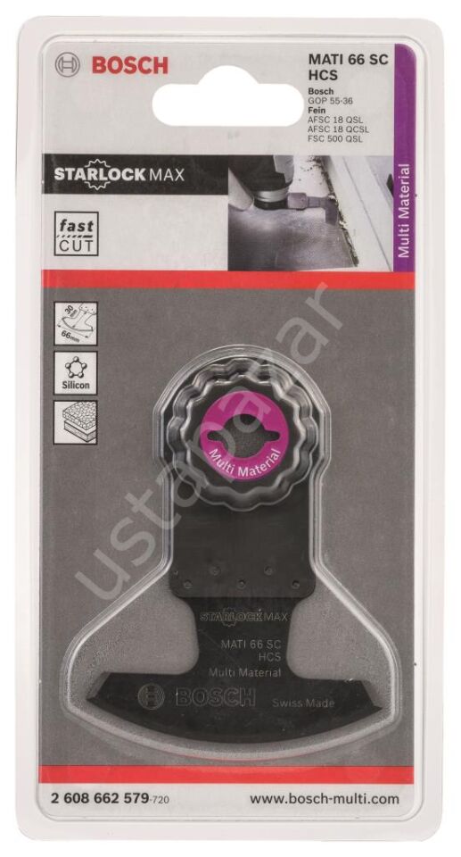Bosch - Starlock Max - MATI 66 SC - HCS Üniversal Derz ve Macun Hızlı Kesim Segman Testere Bıçağı 1'li 2608662579