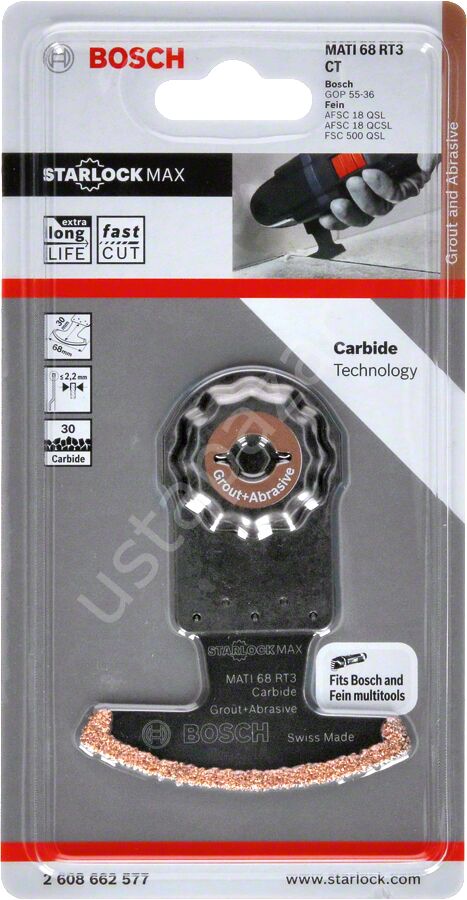 Bosch - Starlock Max - MATI 68 RT3 - Carbide RIFF Zımpara Uçlu Segman Testere Bıçağı 30 Kum Kalınlığı 1'li 2608662577