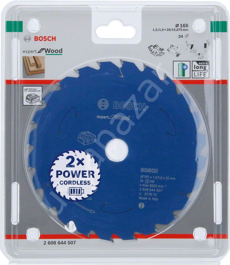 Bosch - Expert for Serisi Ahşap için Akülü Daire Testere Bıçağı 165*20 mm 24 Diş 2608644507