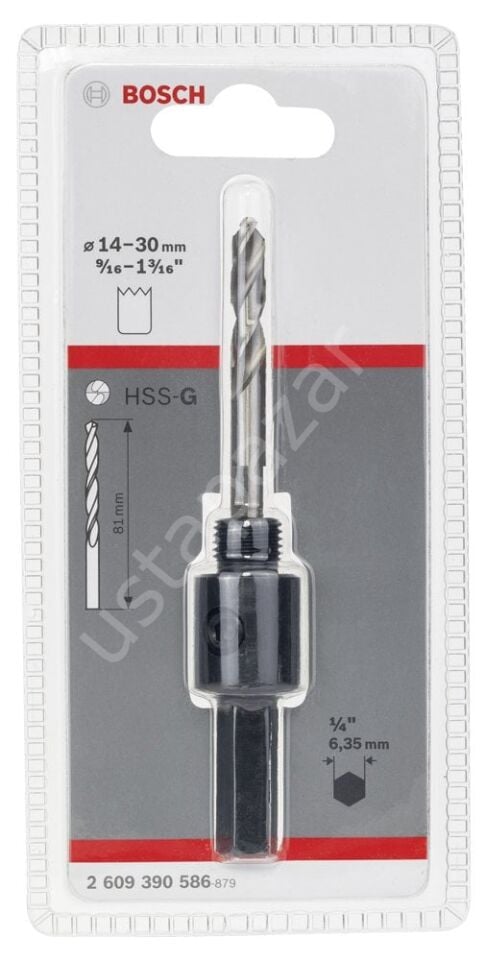 Bosch - Altıgen Şaftlı 14-30 mm Pançlar İçin Adaptör, Anahtar Ağzı 1/4'' (6,35mm) 2609390586