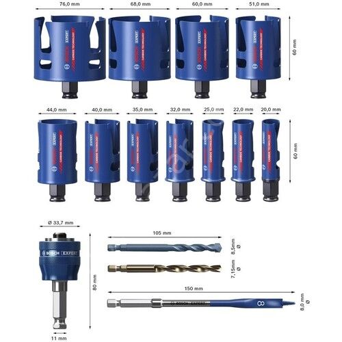 Bosch Expert 15 Parça Yapı Malzemeleri İçin Panç Seti 2608900489