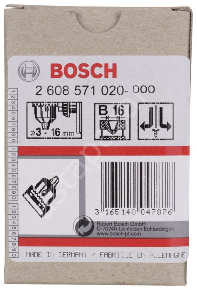 Bosch - 3-16 mm - B-16 Anahtarlı Mandren 2608571020