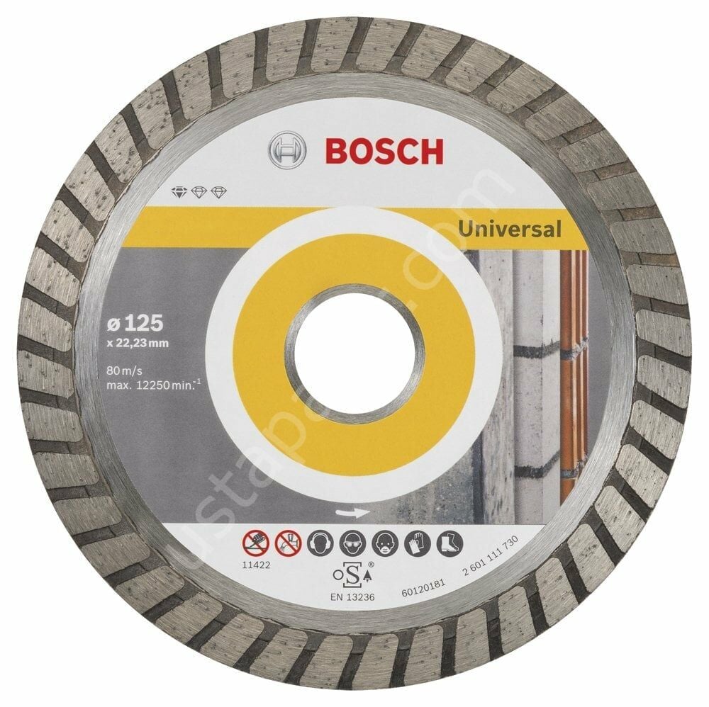 Bosch - Standard Seri Genel Yapı Malzemeleri İçin Turbo Segmanlı 9+1 Elmas Kesme Diski Set 125 mm 2608603250