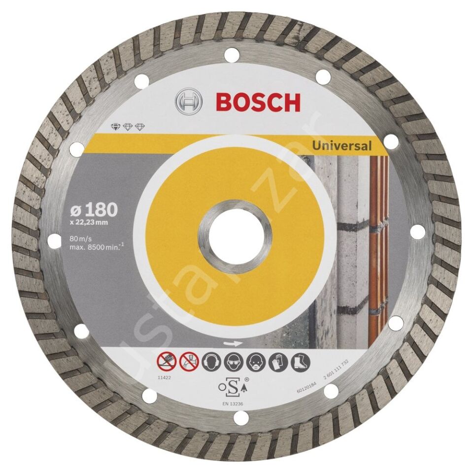 Bosch - Standard Seri Genel Yapı Malzemeleri İçin Turbo Segmanlı 9+1 Elmas Kesme Diski Set 180 mm 2608603251