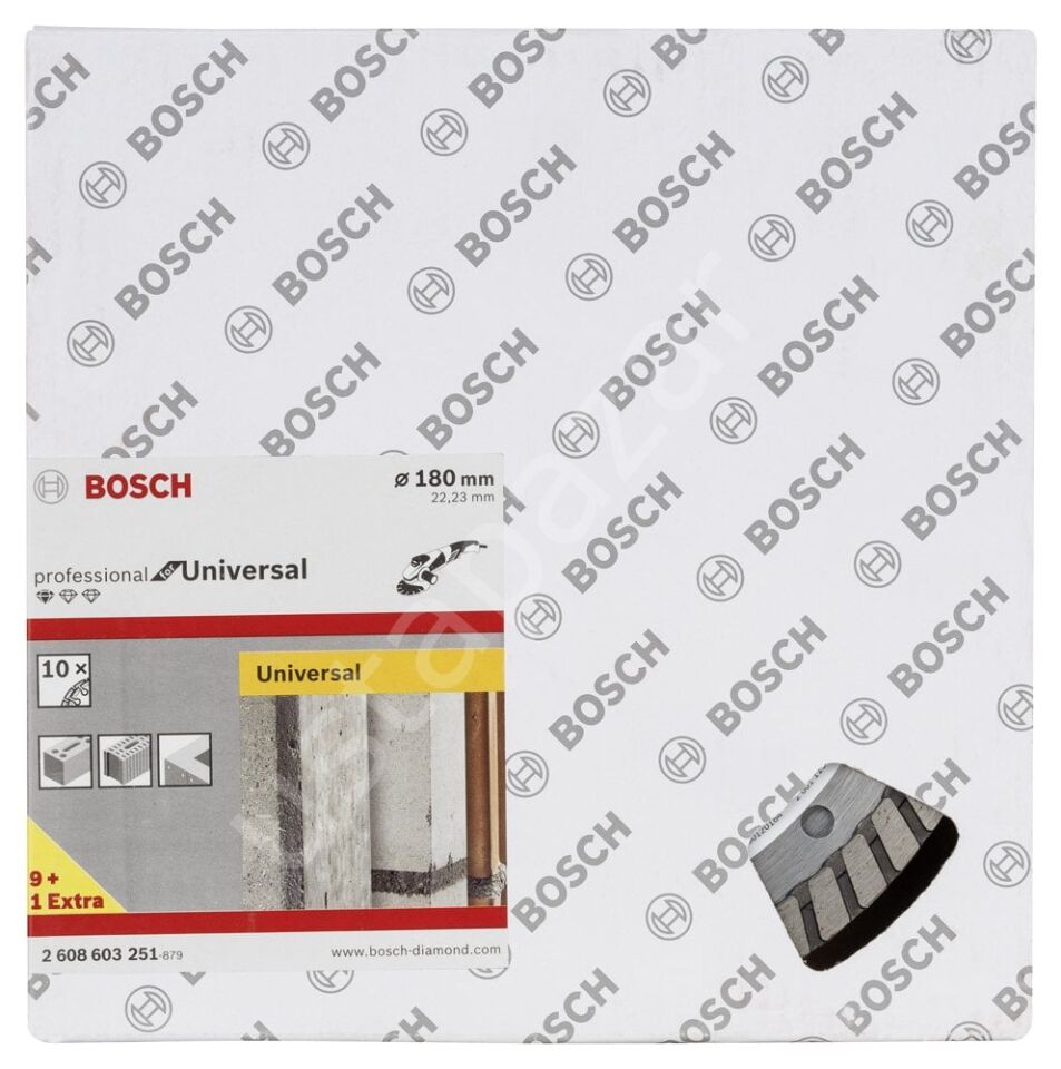 Bosch - Standard Seri Genel Yapı Malzemeleri İçin Turbo Segmanlı 9+1 Elmas Kesme Diski Set 180 mm 2608603251
