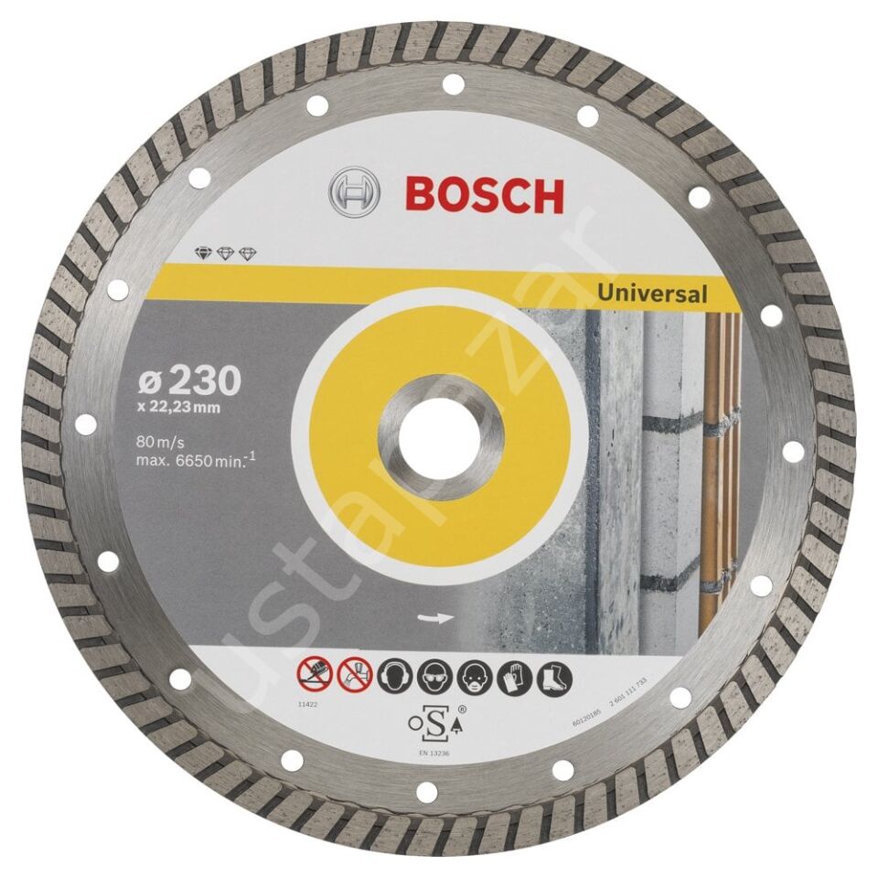 Bosch - Standard Seri Genel Yapı Malzemeleri İçin Turbo Segmanlı 9+1 Elmas Kesme Diski Set 230 mm 2608603252